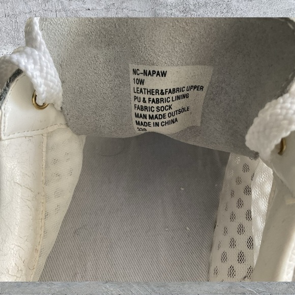 H&M White Gold Women Snakeskin Low Top Drawstring Sneaker Leather SZ 8.5 - Picture 10 of 10